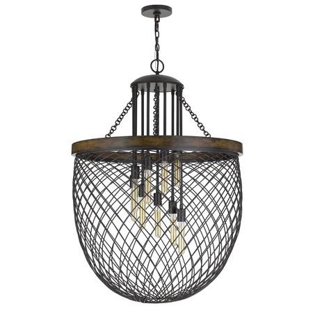 CAL LIGHTING Marion Metal/Wood Mesh Shade Chandelier (Edison Bulbs Not Included) FX-3718-9